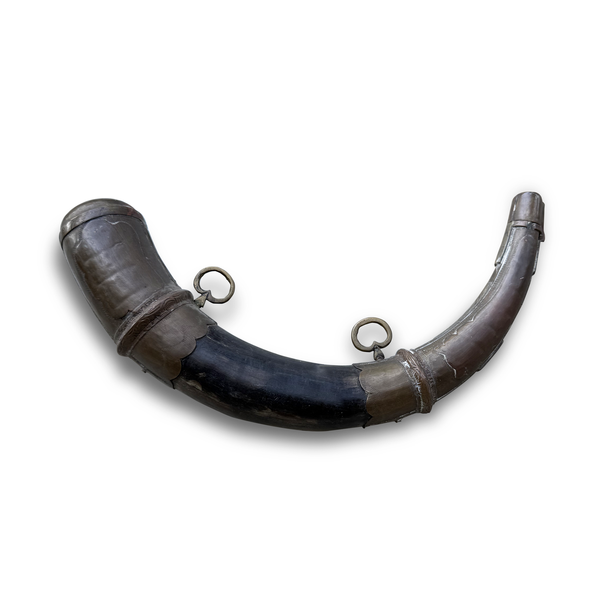 Antique Ottoman Balkan Horn Gunpowder Flask, 19th Century