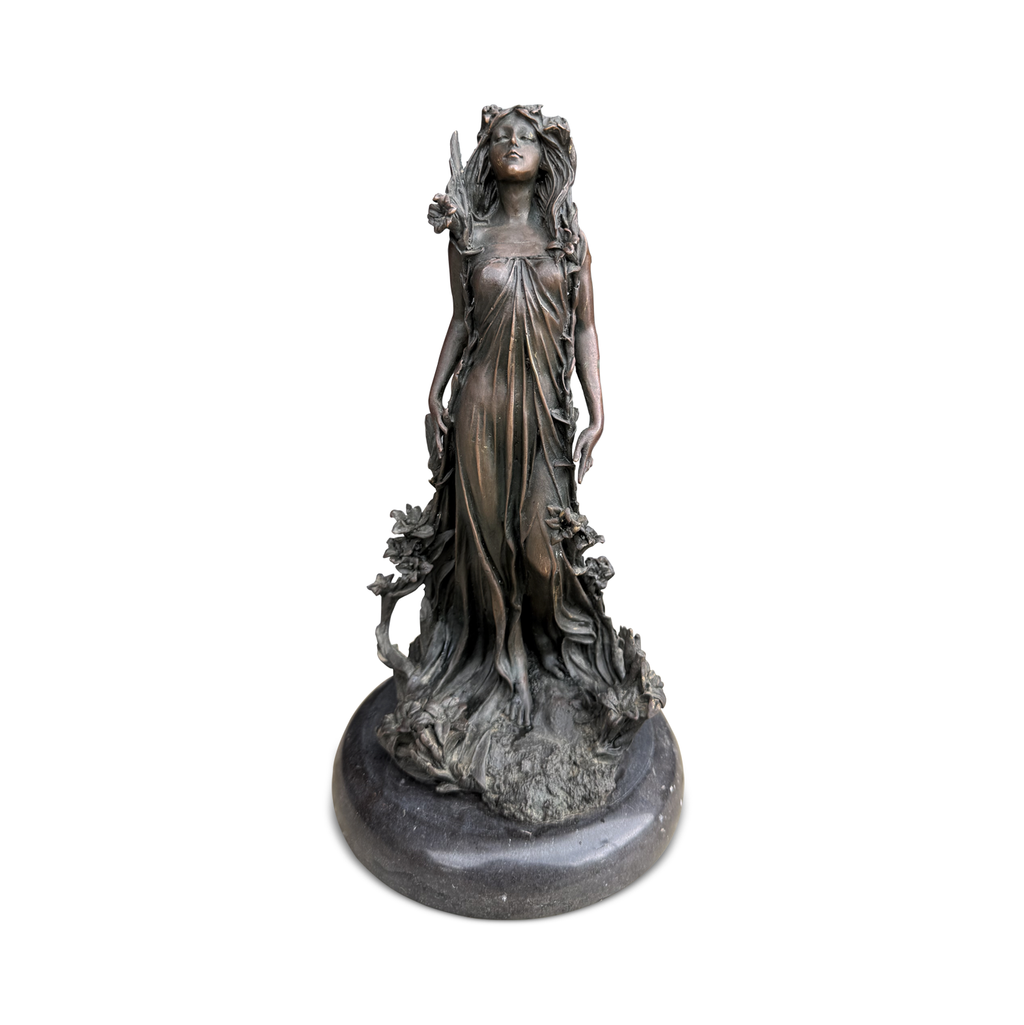 Art Nouveau Style Bronze Flora Figure on Marble Base