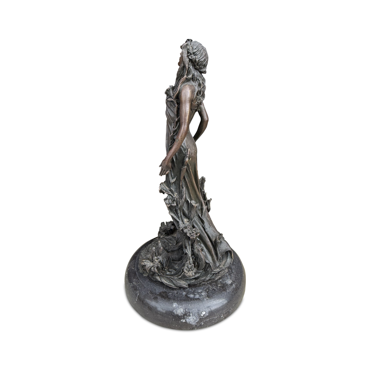 Art Nouveau Style Bronze Flora Figure on Marble Base