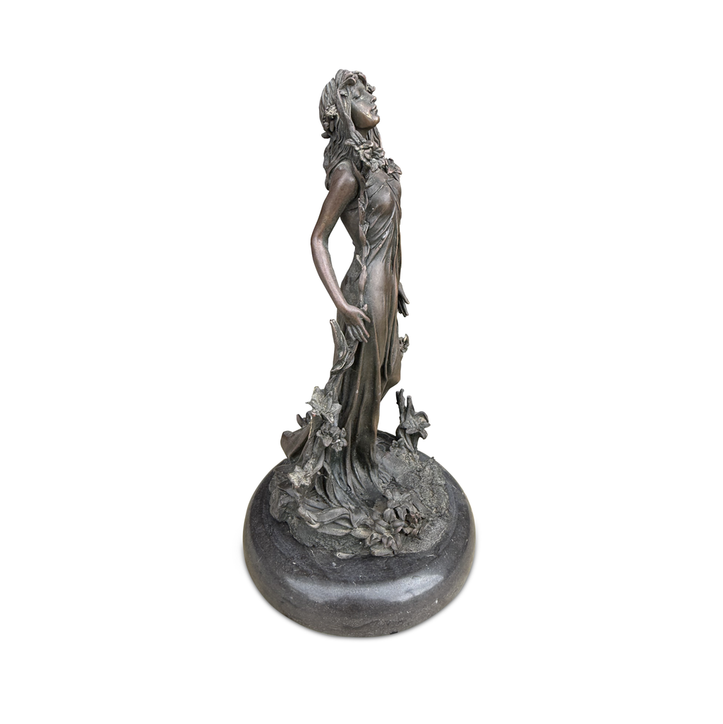 Art Nouveau Style Bronze Flora Figure on Marble Base