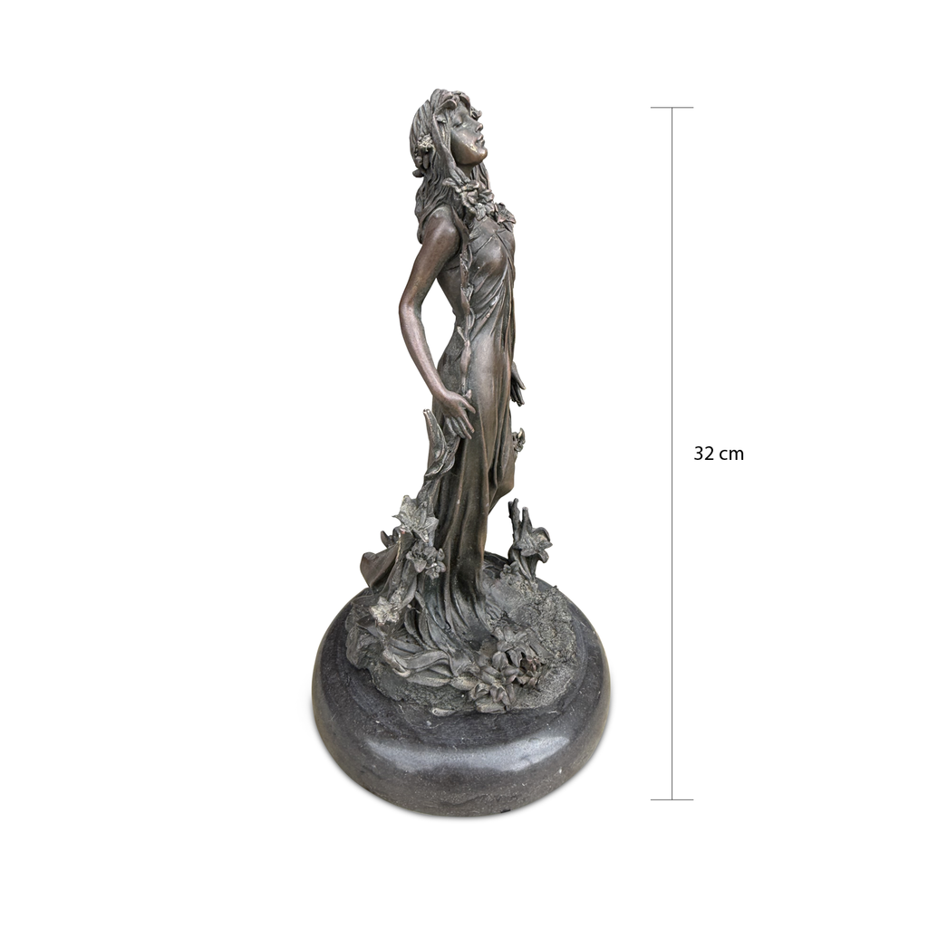 Art Nouveau Style Bronze Flora Figure on Marble Base