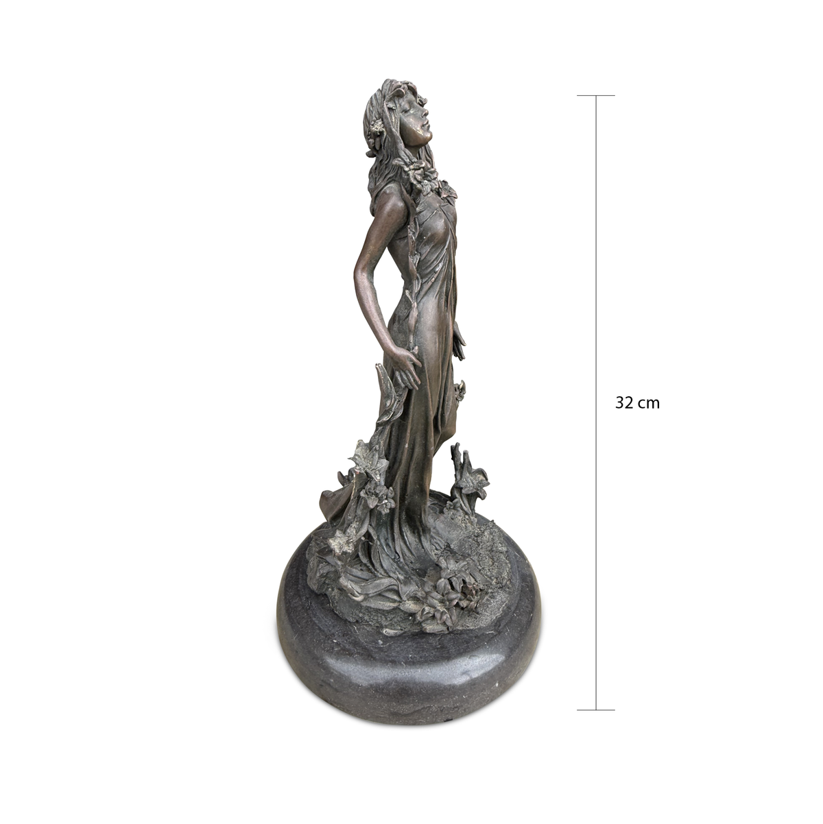 Art Nouveau Style Bronze Flora Figure on Marble Base