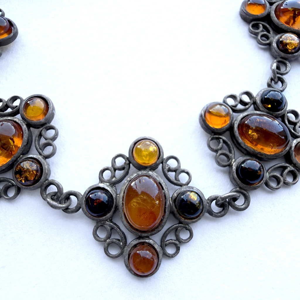 Vintage Baltic Amber & Silver Bracelet