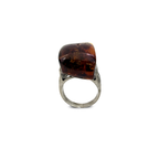 Natural Baltic Amber & Sterling Silver Statement Ring