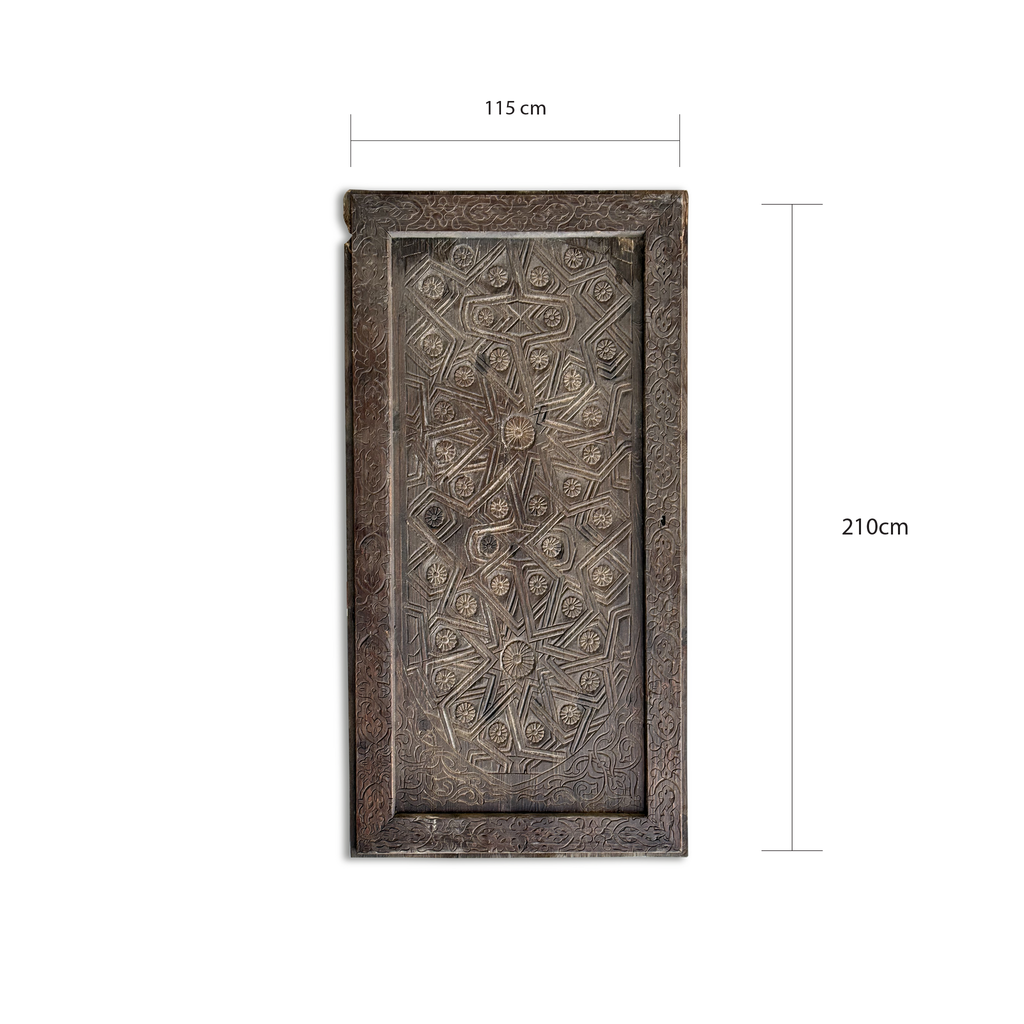 Antique Hand Carved Solid Wood Door Panel