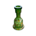 Vintage green glass argileh base with hand-painted floral motifs and gold-toned scrollwork