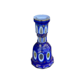 Blue and white opaline glass argileh base with clear panels and gold-toned decoration