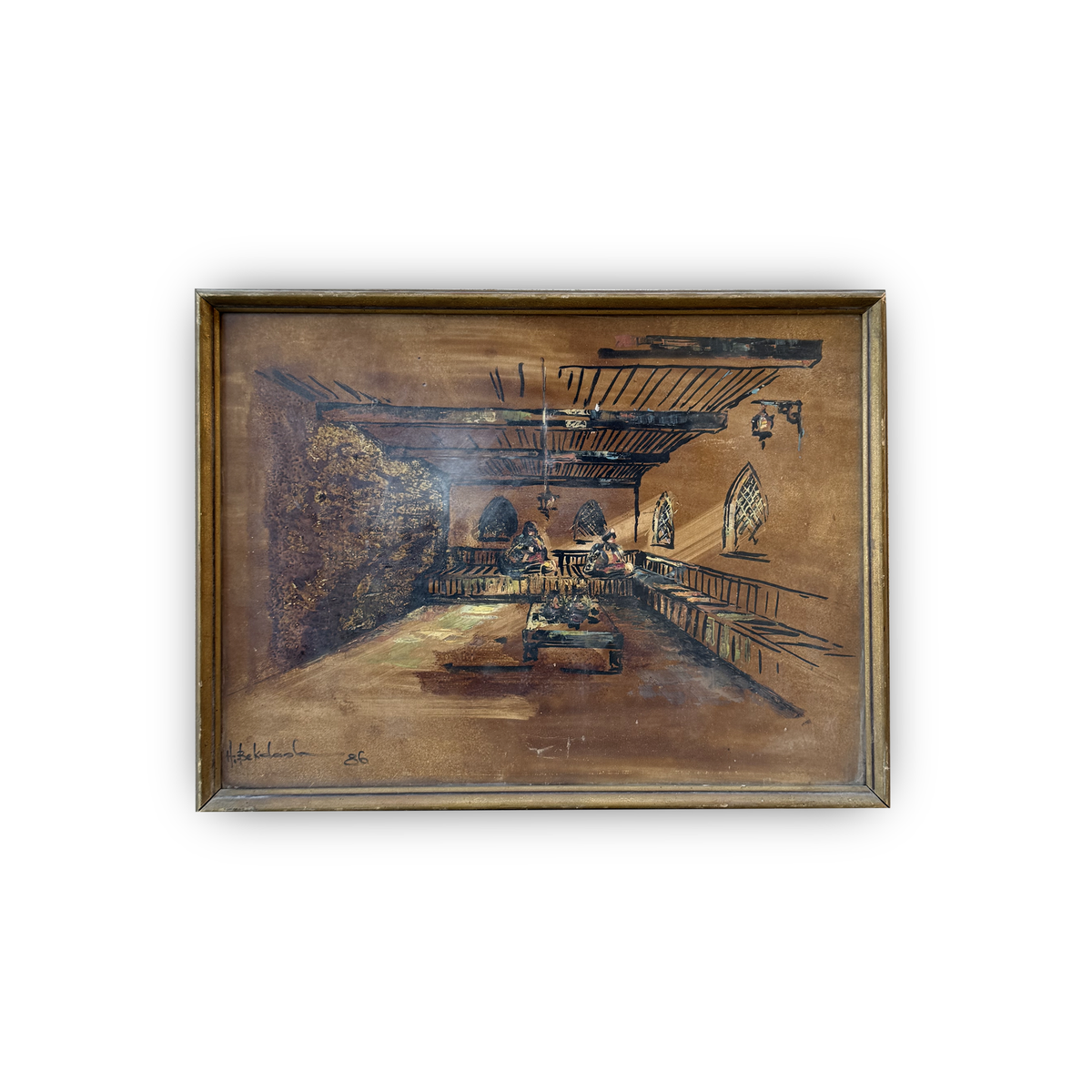 H. Bekdash – Traditional Damascus Interior, oil on canvas, 1986