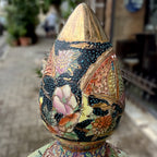 Large Japanese Satsuma Floor Vase with Lid and Stand