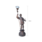 Large Vintage Cast Bronze Medieval Armored Guard Torchère Sculpture