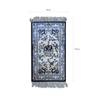 Vintage Tianjin silk carpet with dragon and cloud motif, full view with dimensions