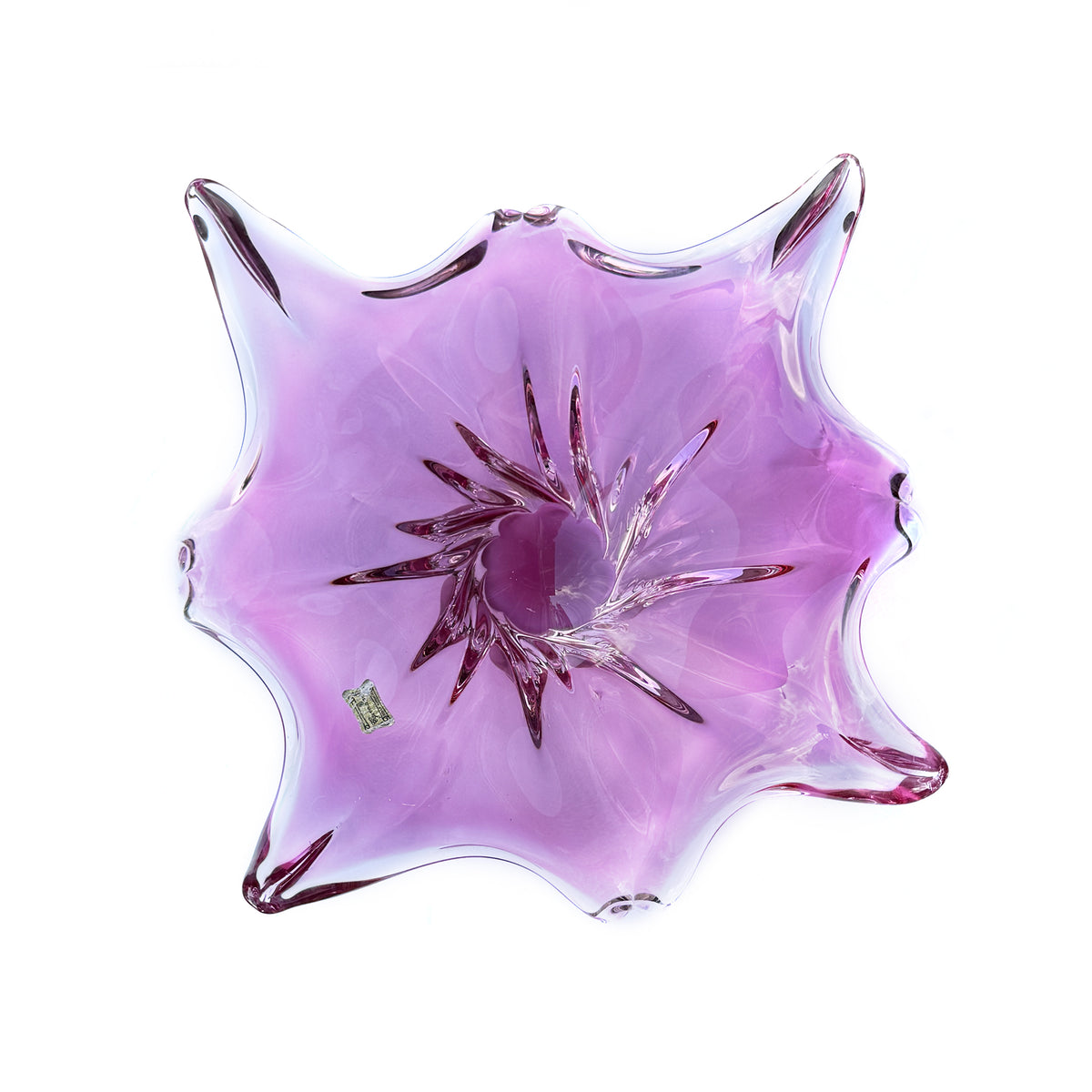 Vintage Egermann Pink Bohemian Art Glass Centerpiece