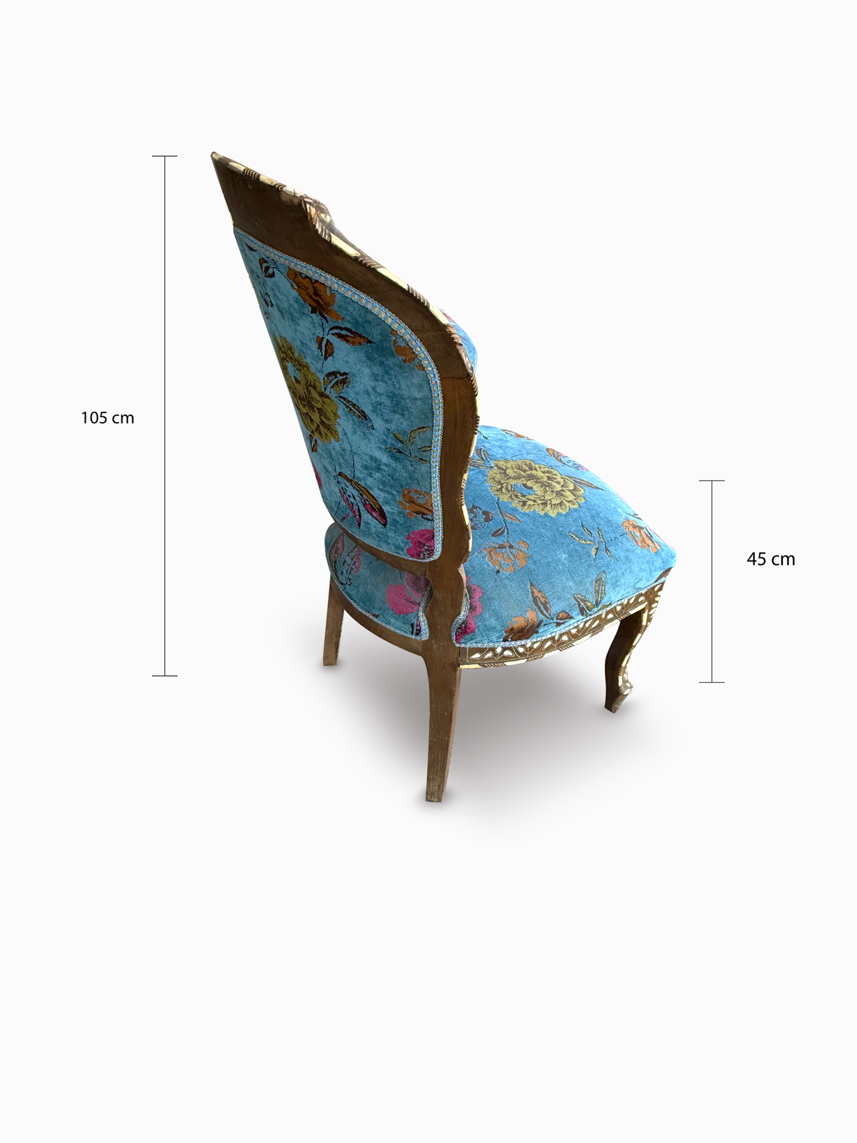 Pair of Mother of Pearl Inlaid Solid Wood Chairs with Metal Detailing