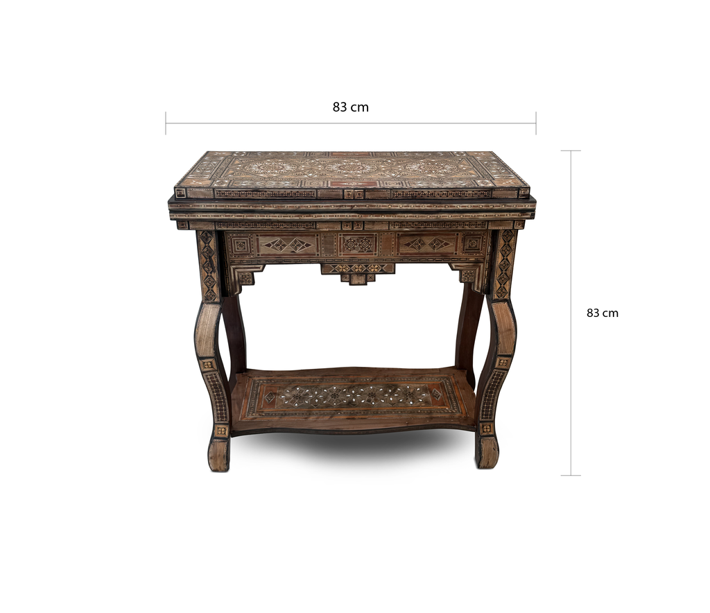 Antique Syrian Damascus Marquetry & Mother of Pearl Multi Game Table Early 20th Century
