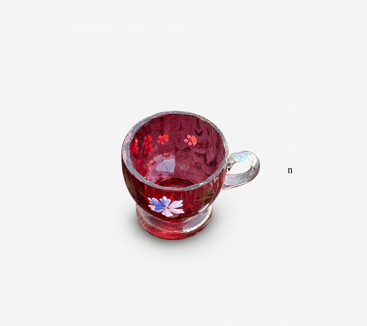 Vintage Ruby Red Verre Soufflé Decanter Set with 6 Cups & Tray
