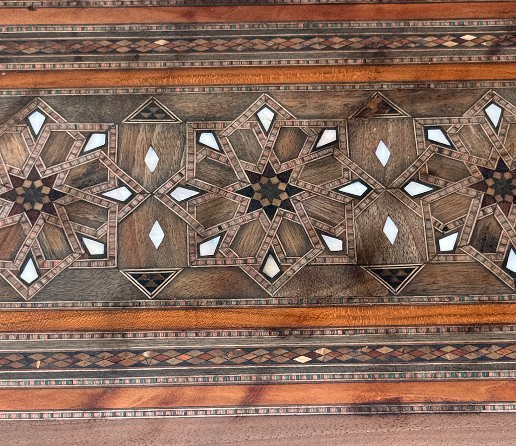Antique Syrian Damascus Marquetry & Mother of Pearl Multi Game Table Early 20th Century
