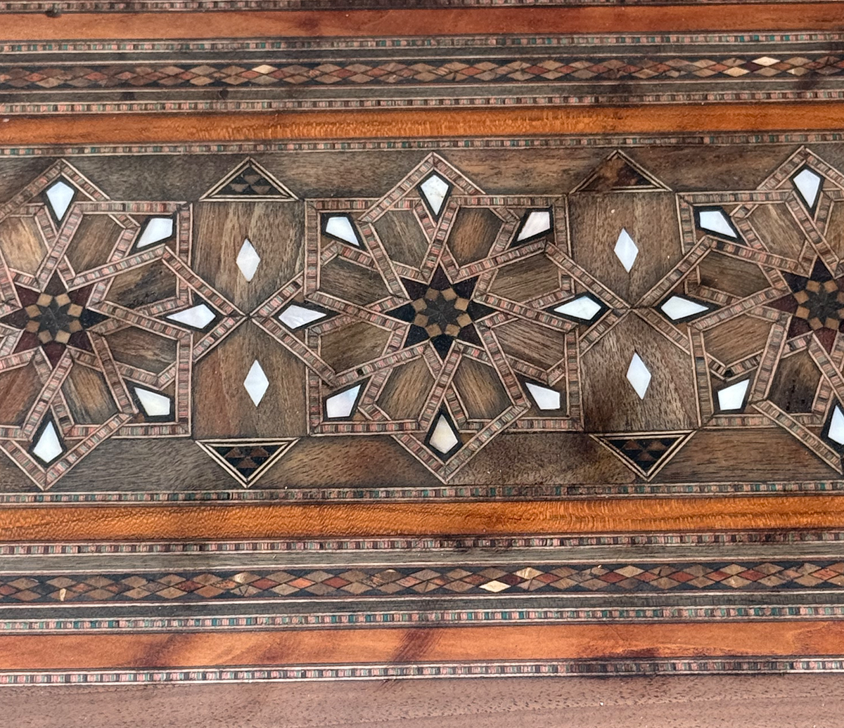Antique Syrian Damascus Marquetry & Mother of Pearl Multi Game Table Early 20th Century