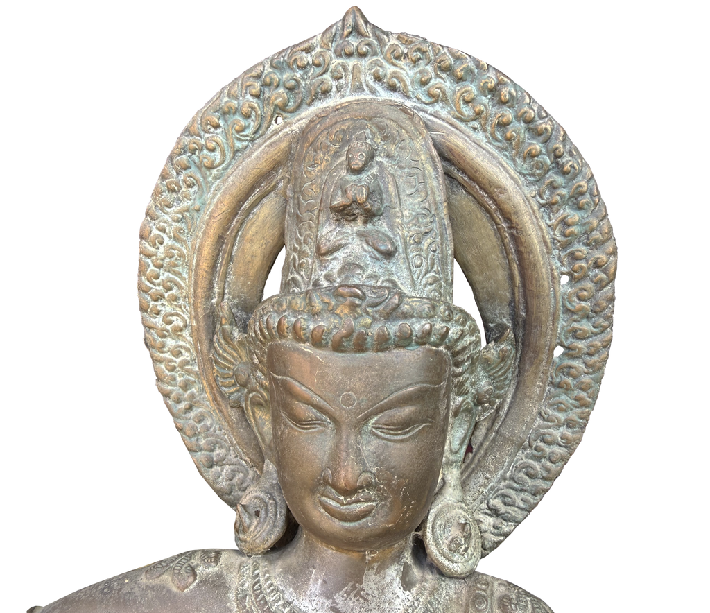 Antique Bronze Avalokiteshvara (Lokeshvara) Bodhisattva Pala Inspired Himalayan / North Indian Tradition