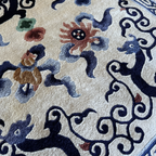 Vintage Tianjin Handmade Silk Carpet Dragon & Clouds, China