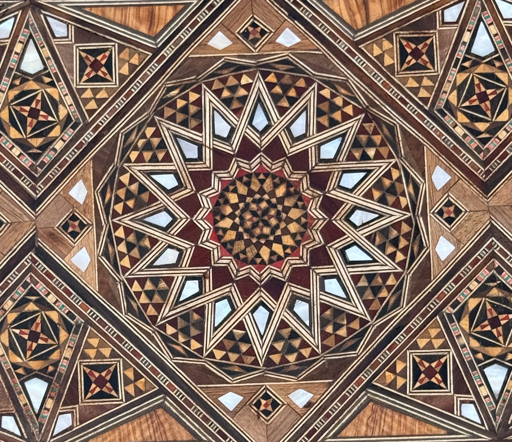 Antique Syrian Damascus Marquetry & Mother of Pearl Multi Game Table Early 20th Century