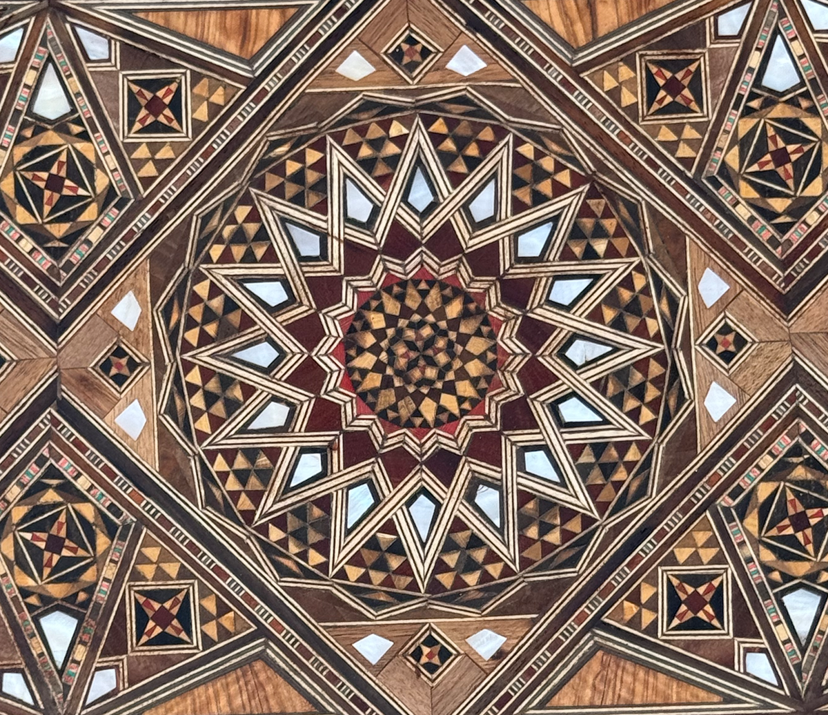 Antique Syrian Damascus Marquetry & Mother of Pearl Multi Game Table Early 20th Century