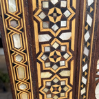 Vintage Syrian Damascene Armchairs with Mother of Pearl Inlay & Intricate Wood Marquetry