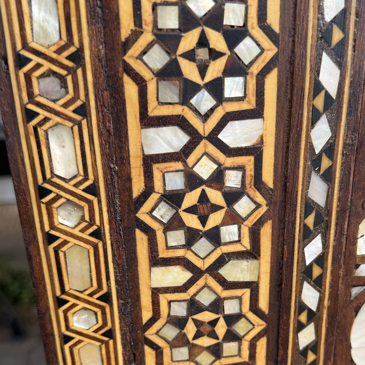 Vintage Syrian Damascene Armchairs with Mother of Pearl Inlay & Intricate Wood Marquetry