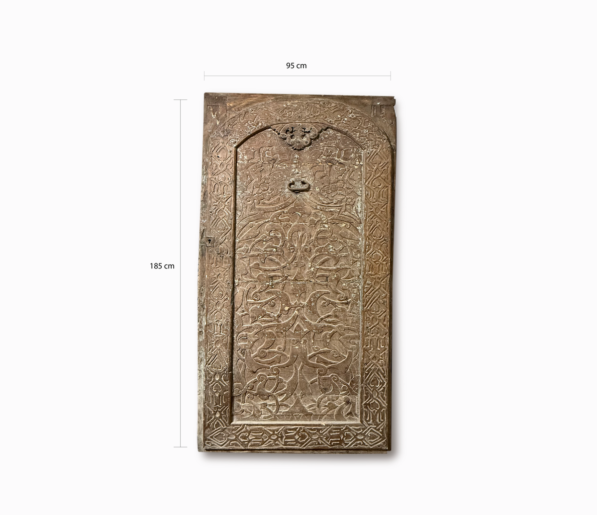 Antique Hand Carved Wooden Door with Arabesque & Bismillah