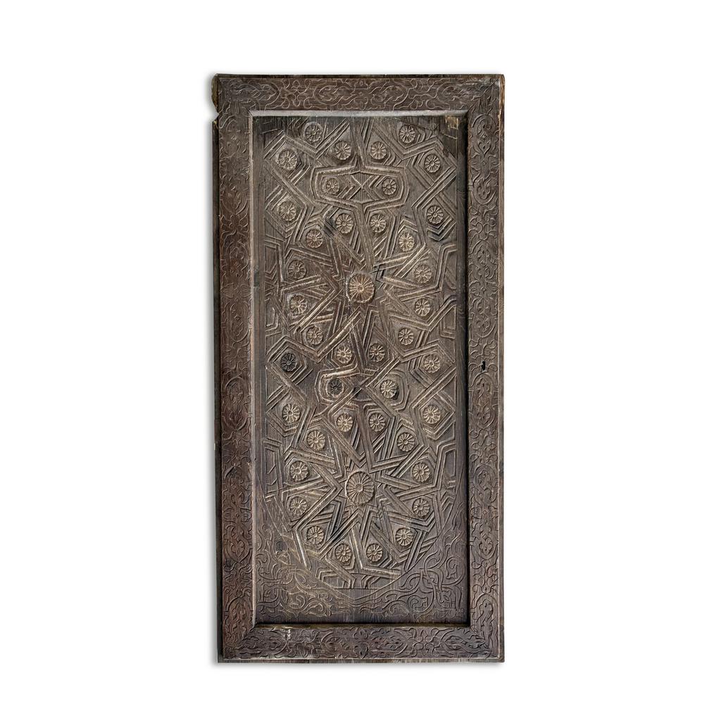Antique Hand Carved Solid Wood Door Panel