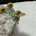 Vintage 14K Gold Emerald, Sapphire & Paste Ring and Earrings Set
