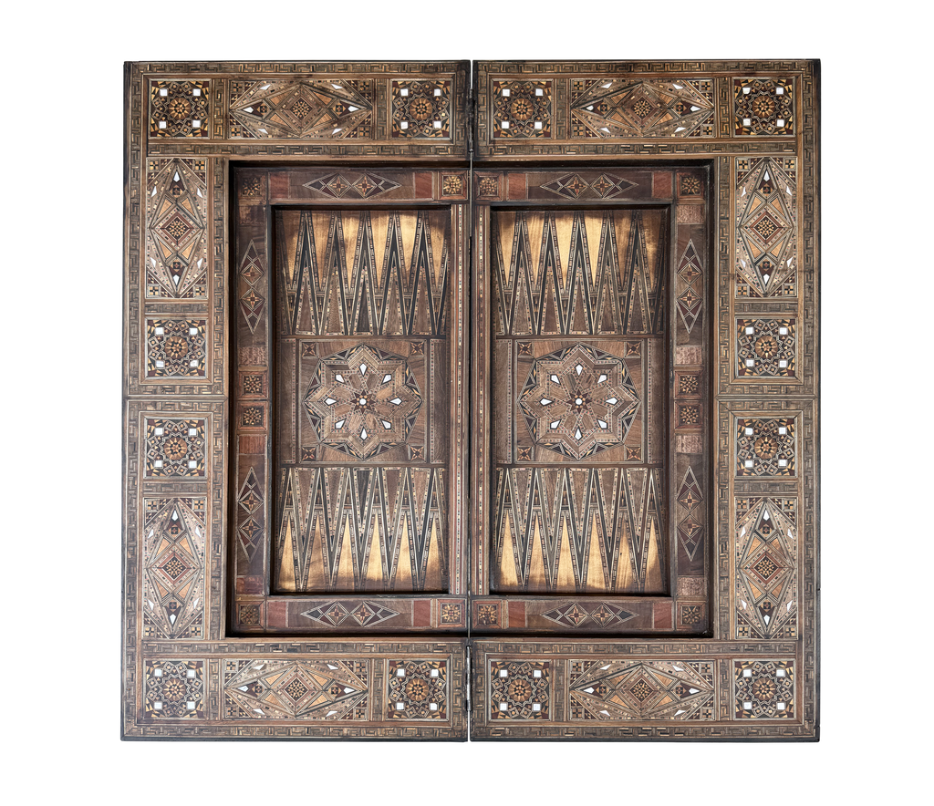 Antique Syrian Damascus Marquetry & Mother of Pearl Multi Game Table Early 20th Century