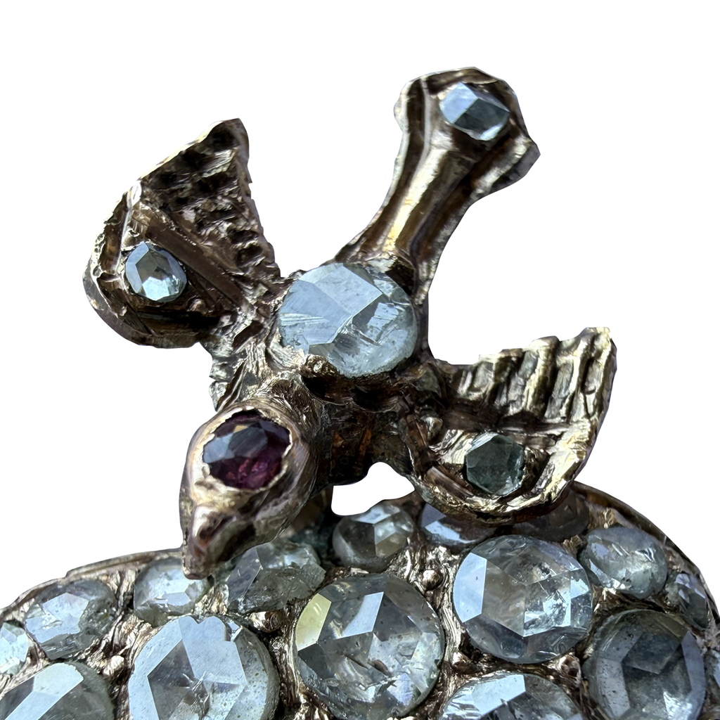 Vintage Ottoman Style 14K Gold Heart Pendant with Natural Diamonds