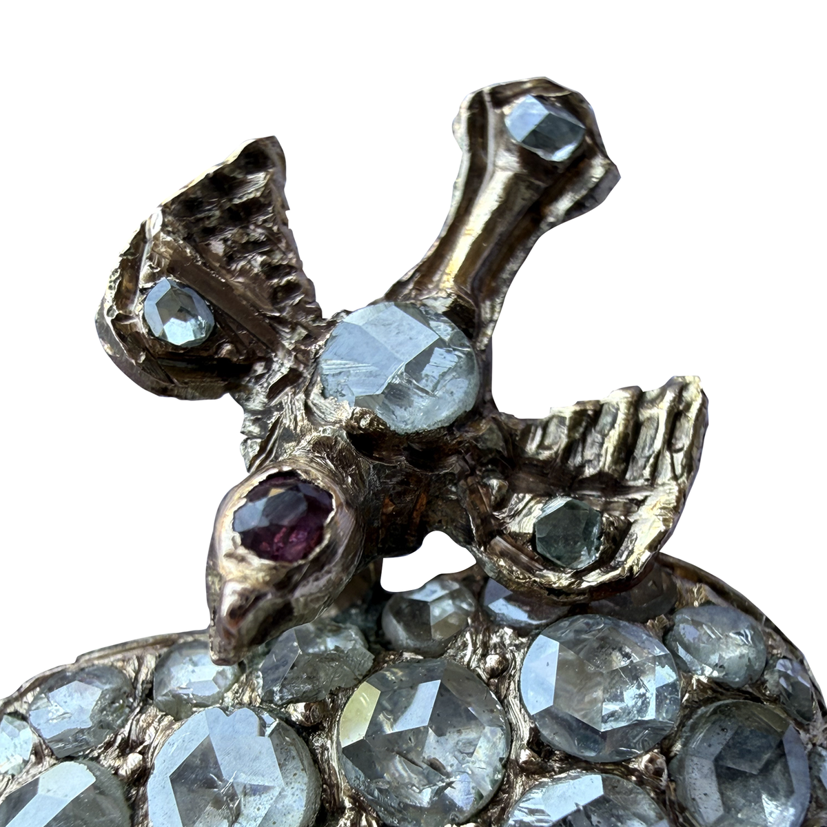 Vintage Ottoman Style 14K Gold Heart Pendant with Natural Diamonds