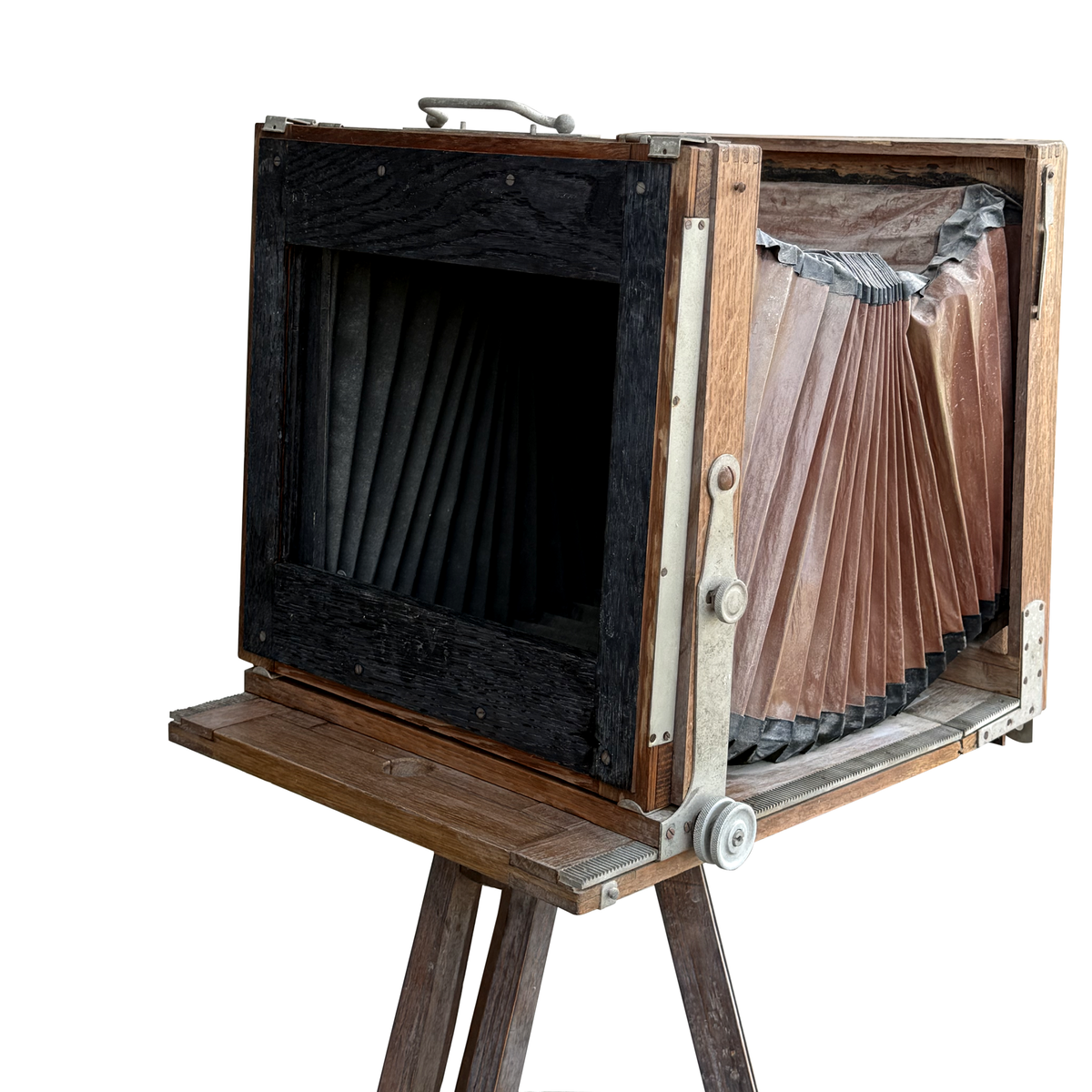 Antique French Narita Large Format Bellows Camera with Carl Zeiss Tessar Lens, c. 1928
