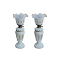 Pair of Antique Opaline Glass Oil Lamps