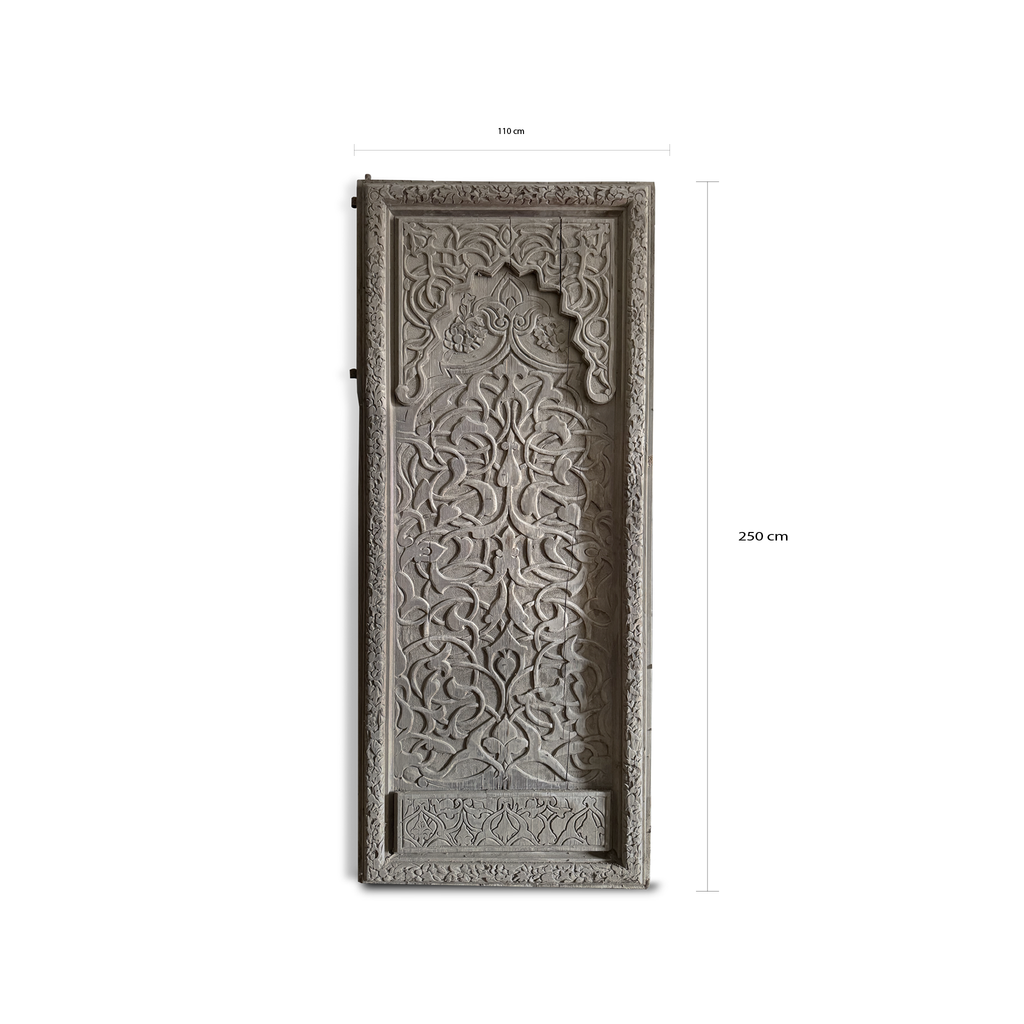 Large Hand Carved Wooden Architectural Panel / Door Floral & Arabesque Decoration
