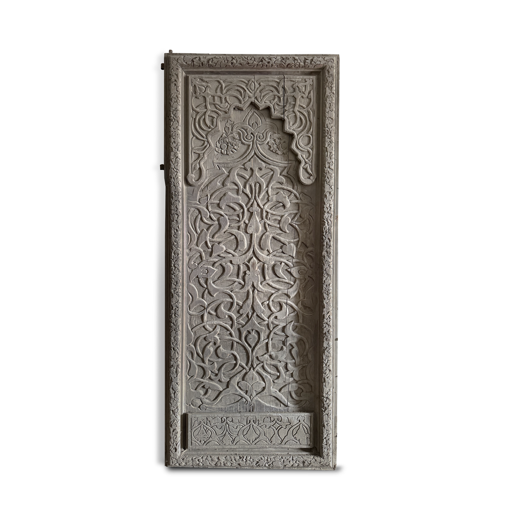 Large Hand Carved Wooden Architectural Panel / Door Floral & Arabesque Decoration