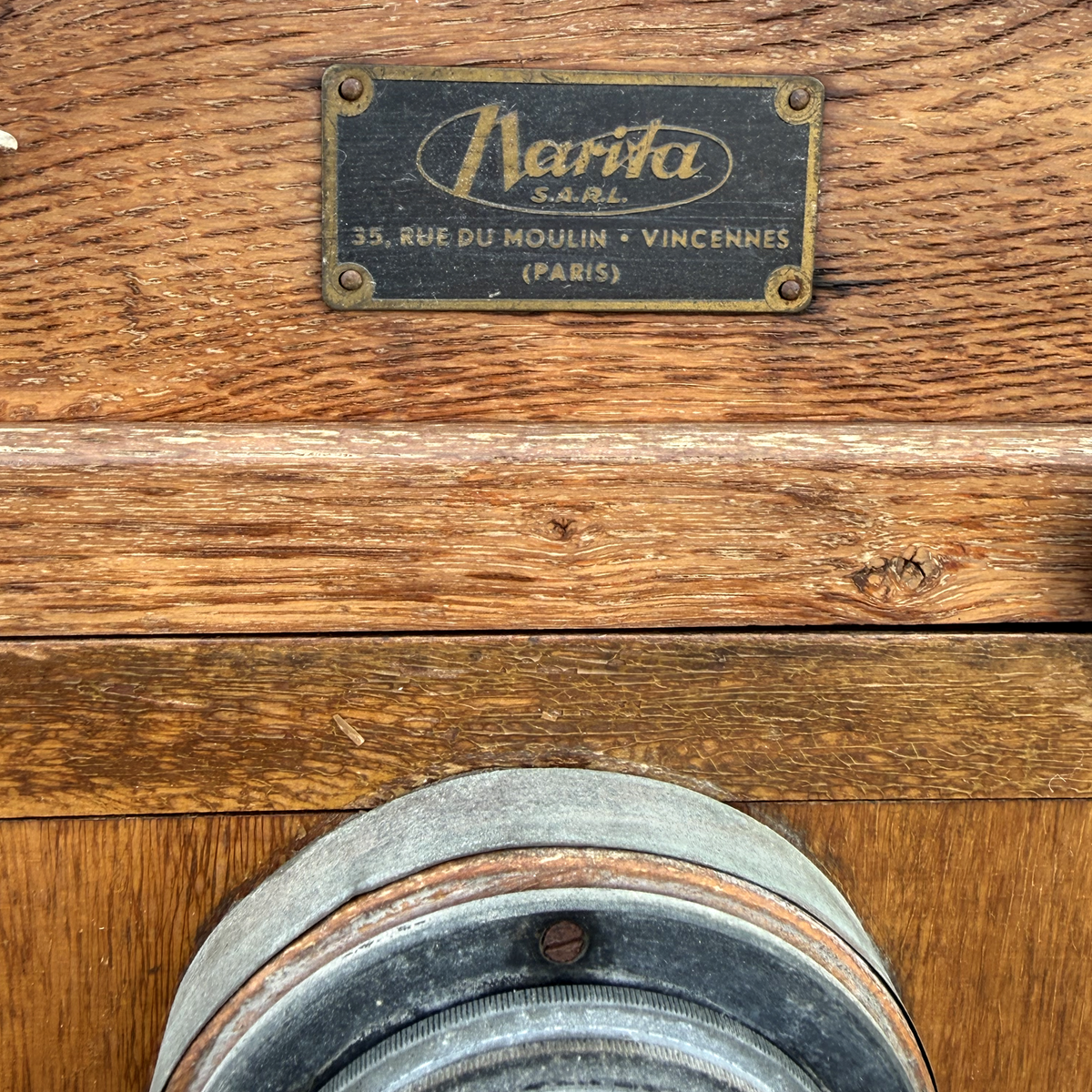 Antique French Narita Large Format Bellows Camera with Carl Zeiss Tessar Lens, c. 1928