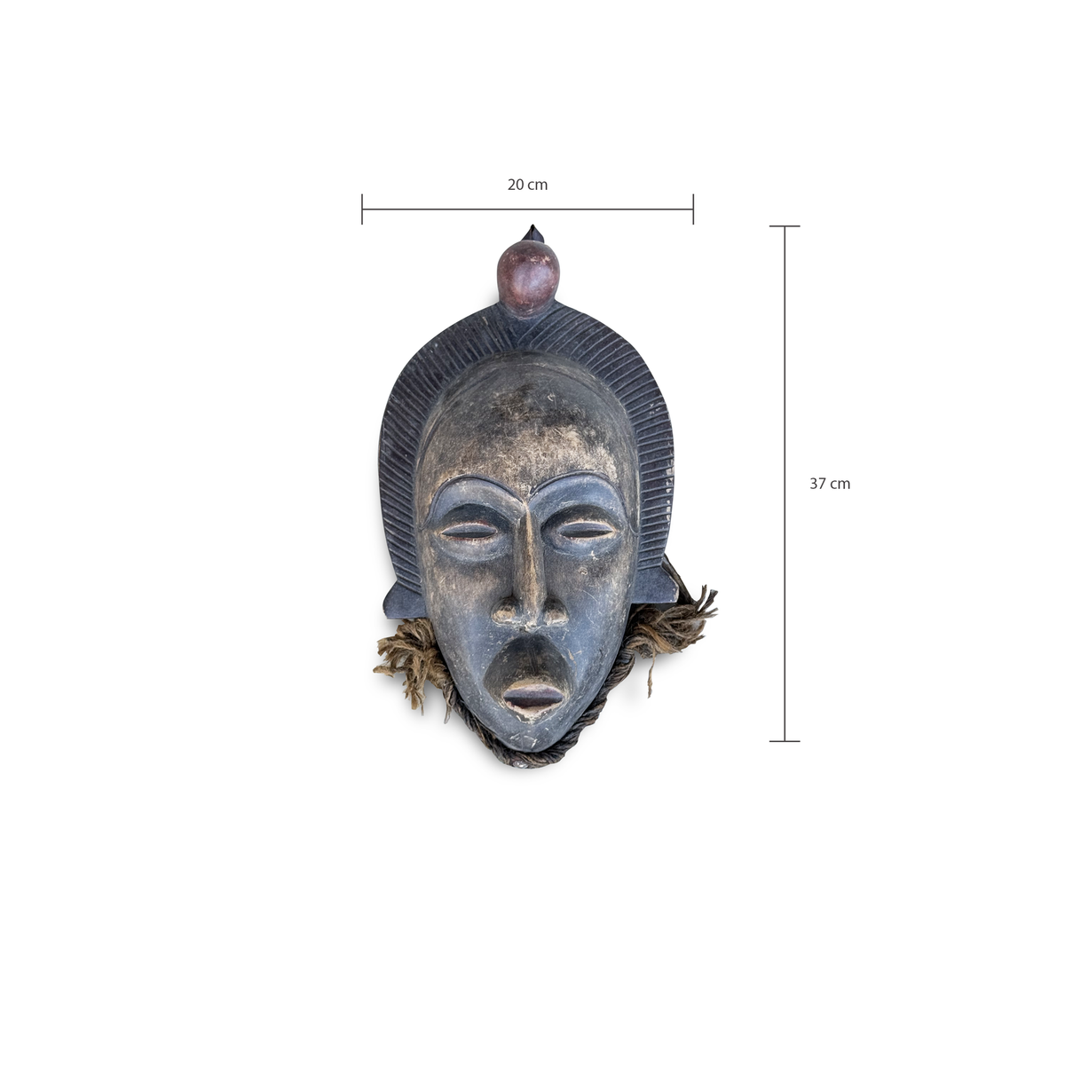 African Tribal Mask Chokwe Style, Wood & Fiber