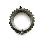 Antique Arabian silver hinged bangle, top view showing full form