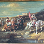 Orientalist Equestrian Oil Painting Mounted Horsemen, 90 × 60 cm