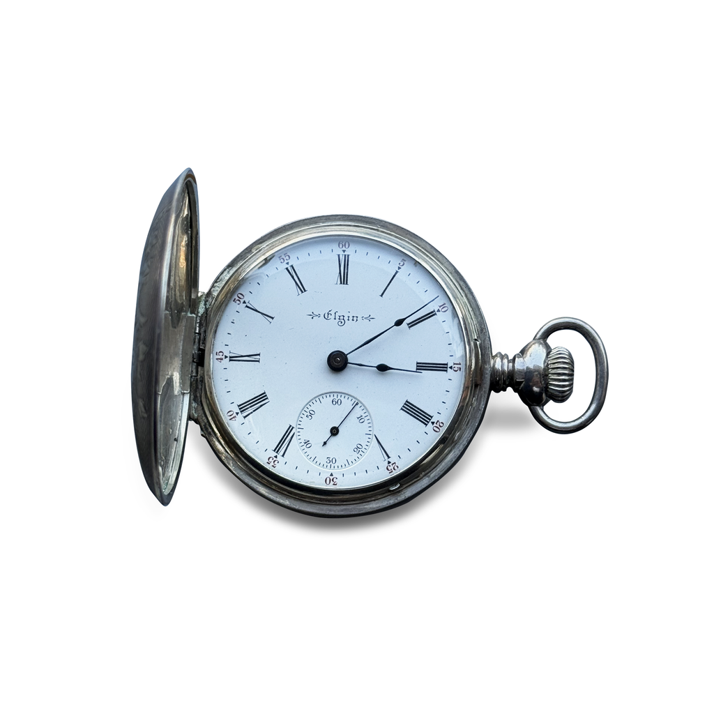 Antique Elgin Sterling Silver Full Hunter Pocket Watch, USA, c.1904
