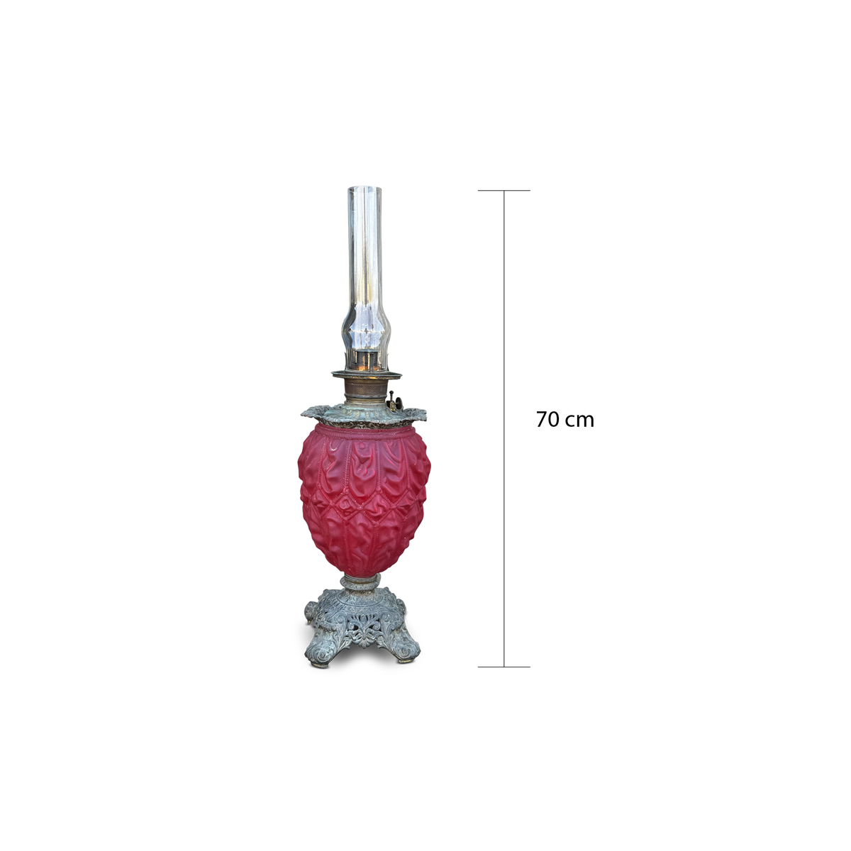 Antique Consolidated Ruby Satin Glass Banquet Lamp