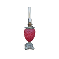 Antique Consolidated Ruby Satin Glass Banquet Lamp