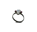 Vintage 925 Sterling Silver Moonstone & Ruby Set Ring