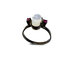 Vintage 925 Sterling Silver Moonstone & Ruby Set Ring