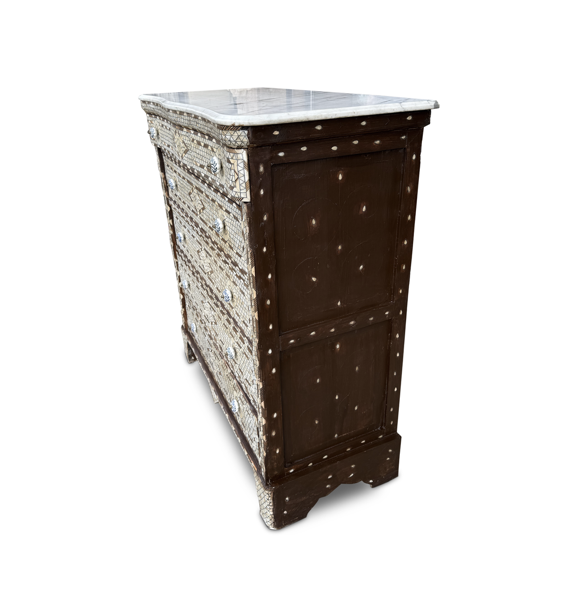 Vintage Syrian Mother of Pearl Marquetry Chest of Drawers