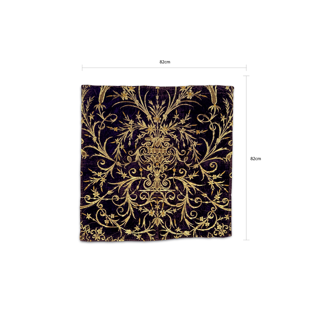 Ottoman dival embroidery, gilt metal thread on velvet, late 19th century.