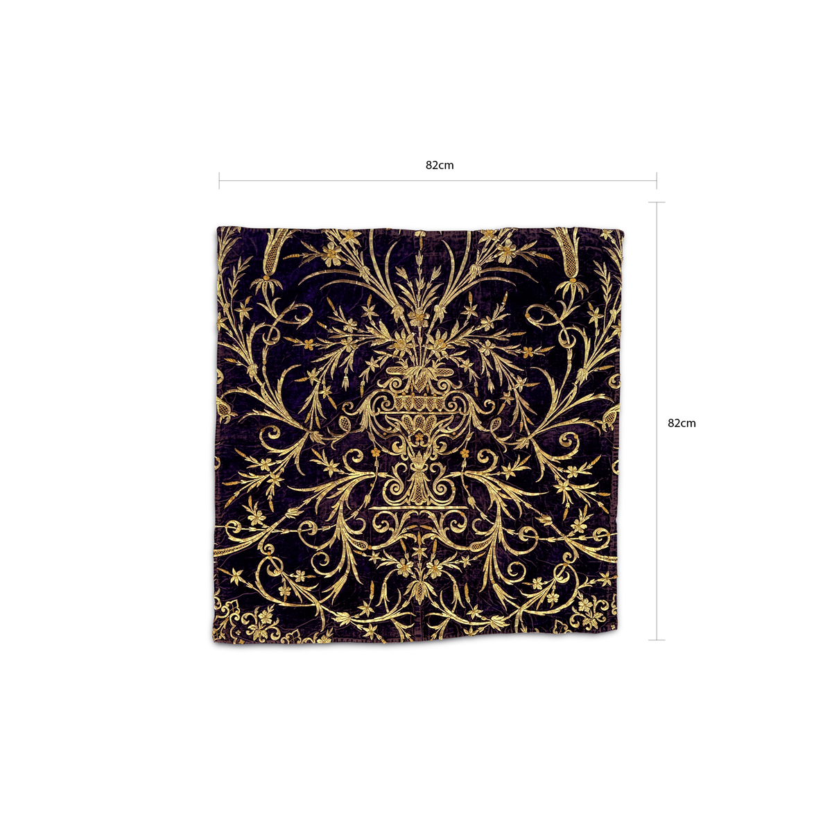 Ottoman dival embroidery, gilt metal thread on velvet, late 19th century.
