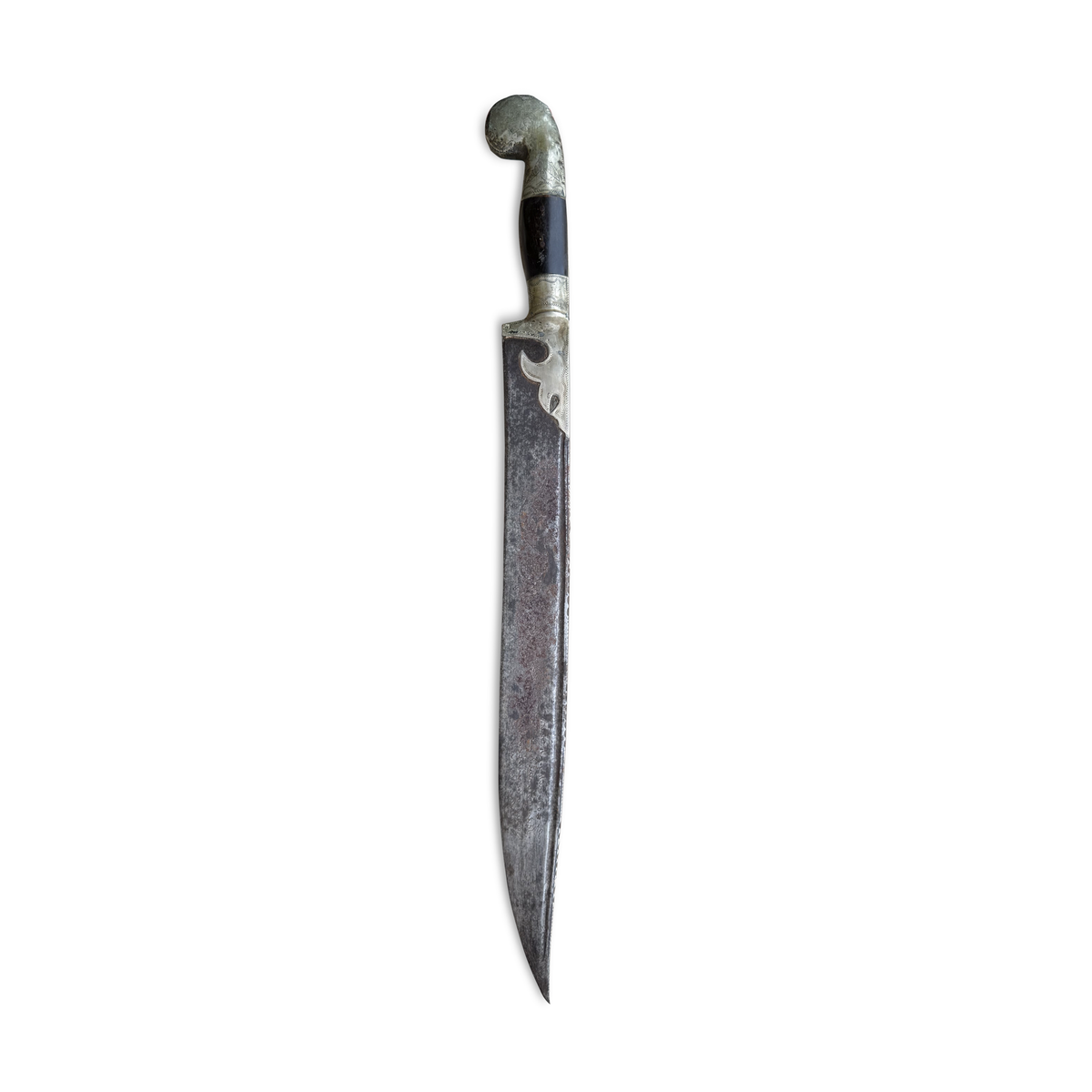 Antique Levantine Ottoman Period Knife with French Inscribed Blade & Scabbard, c. 1880–1920